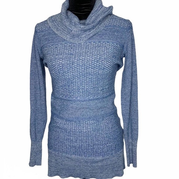 The Limited Sweaters - THE LIMITED Blue Pointelle Knit Cowl Neck Sweater